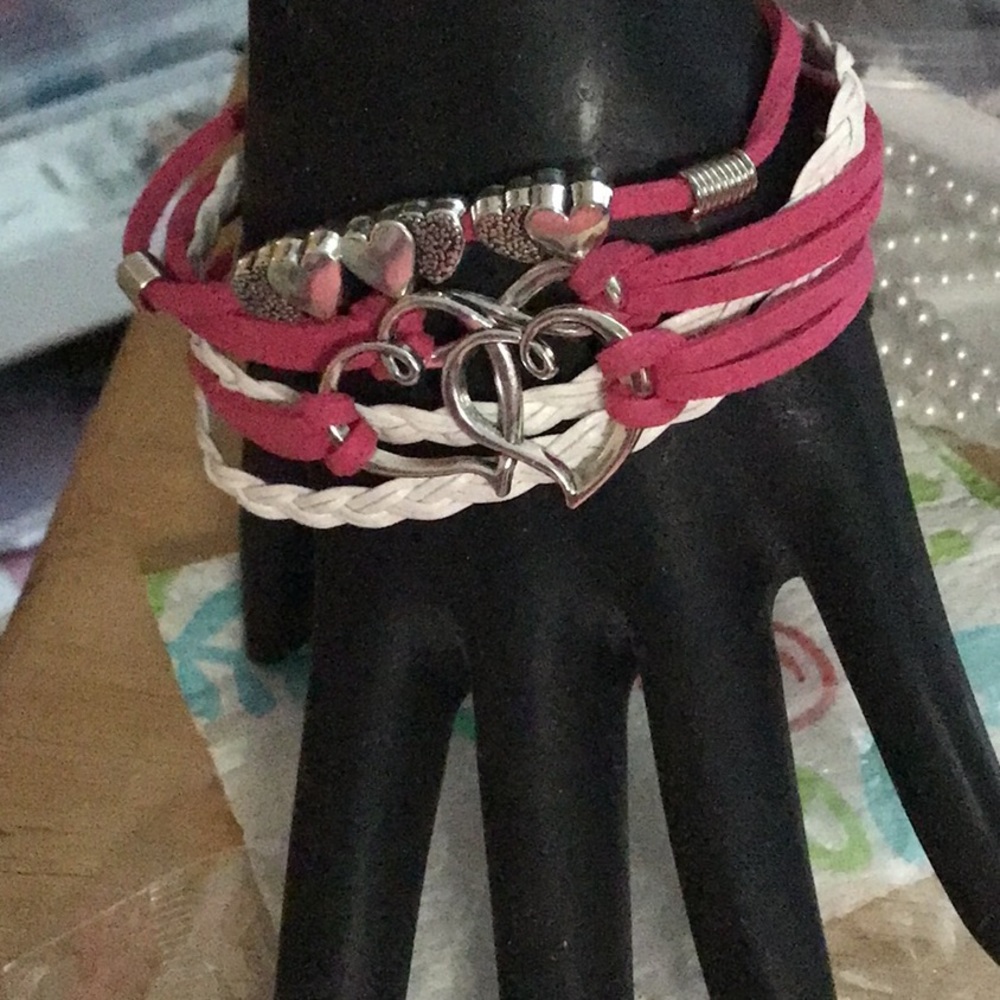 PINK Bracelet, NWOT,  DOUBLE Hearts, INFINITY SIGN & more double hearts
